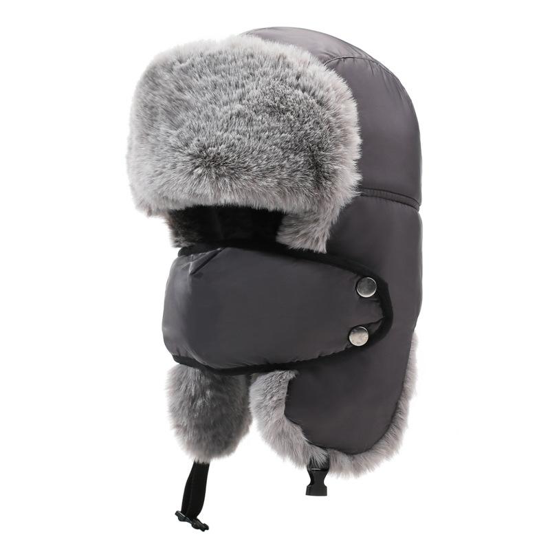 Men Winter Mask Bomber Hat Velvet Thick Cycling Outdoor Warm Ski Hat Ear Protection Cotton Hat