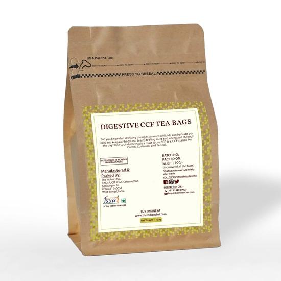 The Indian Chai - Digestive CCF Tea 60 Pyramid Tea Bags with Cumin, Coriander, Fennel and Peppermint for Acidity and Digestion