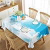 Cartoon White Cloud Rainbow Pattern Tablecloth Cute Cloud Rectangular Table Cover for Party Living Room Dining Room Decoration