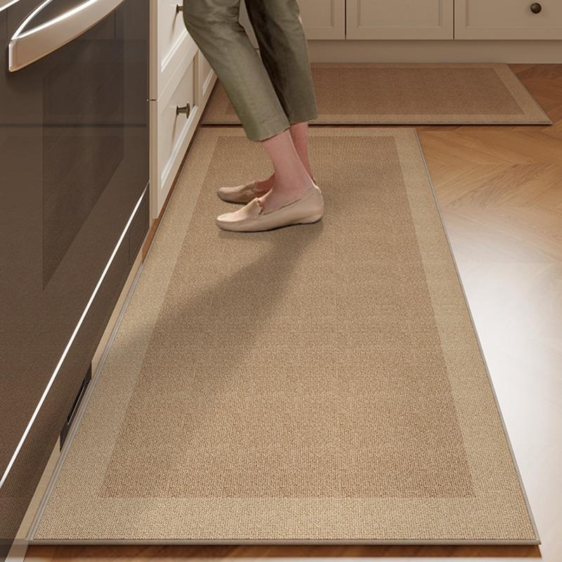 Mat For Kitchen Runner Rug Set Water-Absorbing Non-Slip Floor Mats Long Carpet Brown Imitation Linen Home Decoration Rugs