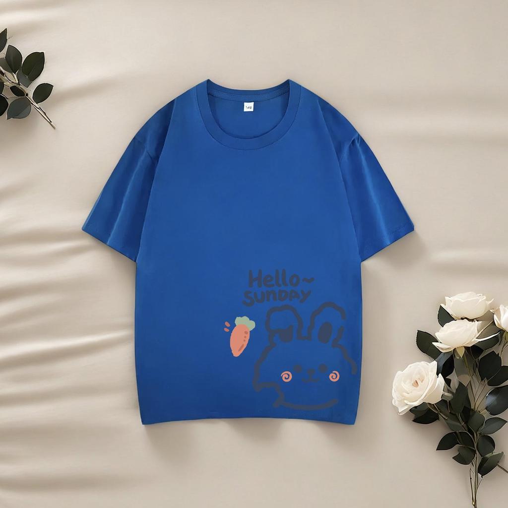 Heavyweight 220g Children's Combed Cotton Cartoon T-Shirt - Short Sleeve, Casual Trendy Top for Boys and Girls