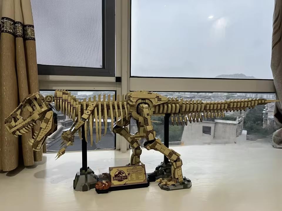 Zmart MOC Tyrannosaurus Rex Fossil Skeleton Model, Dinosaur Model, Skeleton Replica, Tyrannosaurus Dinosaur Figure Display, Fossil Interior Object,