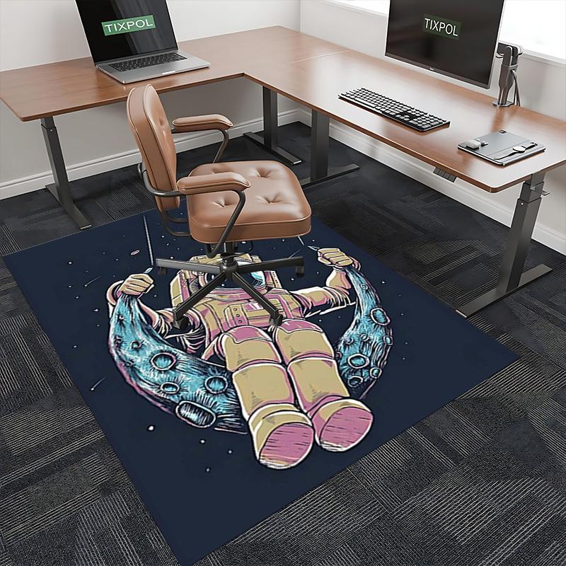 1pc Astronaut Fishing in Space Chair Mat - Office Desk Pad with Octopus Design, Non-Slip Carpet for Home Decor, Suitable for All Seasons and Occasions