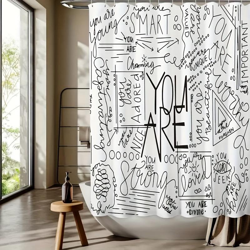 Just Keep Swimming Quote Shower Curtain 1Pc With 12 Hooks For Bathroom Home Decor Polyester 2D Flat Print 70.8X70.8 Inch