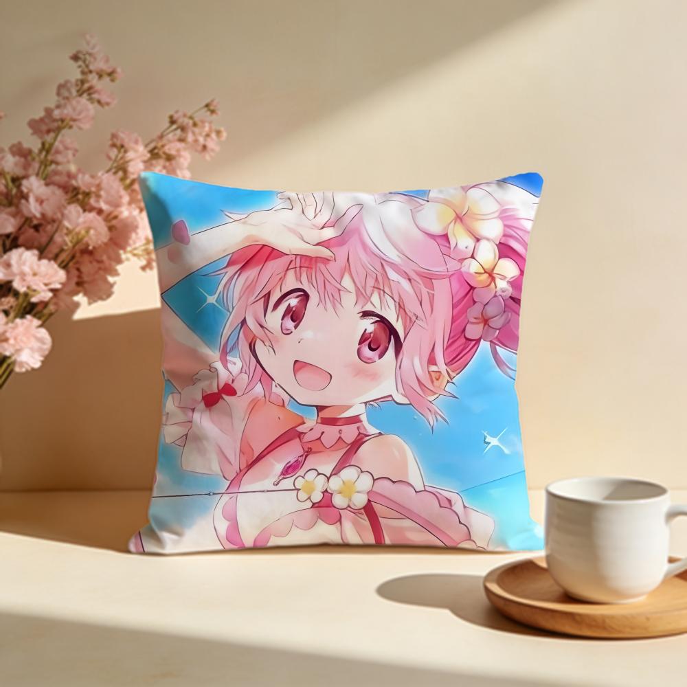 Trendy PPuella Magi Madoka Magicaing Cushion Cover Stylish Washable Pillow Cover Ideal for Couch Bedroom Car Decoration