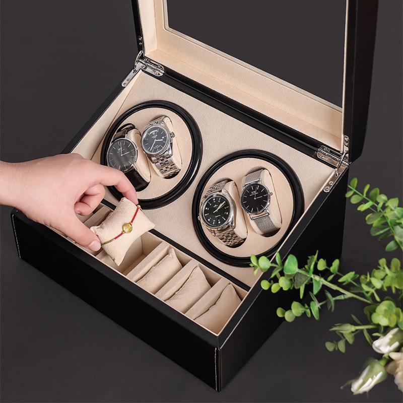 Dual-Head PU Leather Automatic Watch Winder Box
