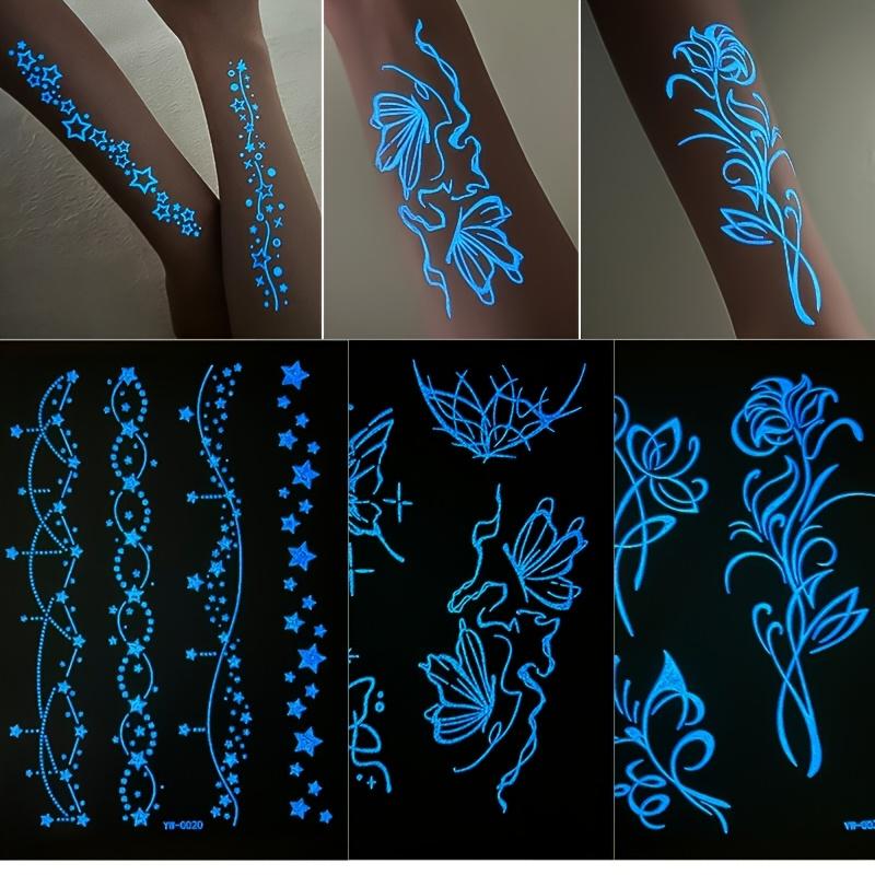 For Women Men Long Lasting Flowers Fake Tatoo Finger 4sheets/set Body Art Luminous Waterproof Temporary Tattoo Sticker Butterfly Home