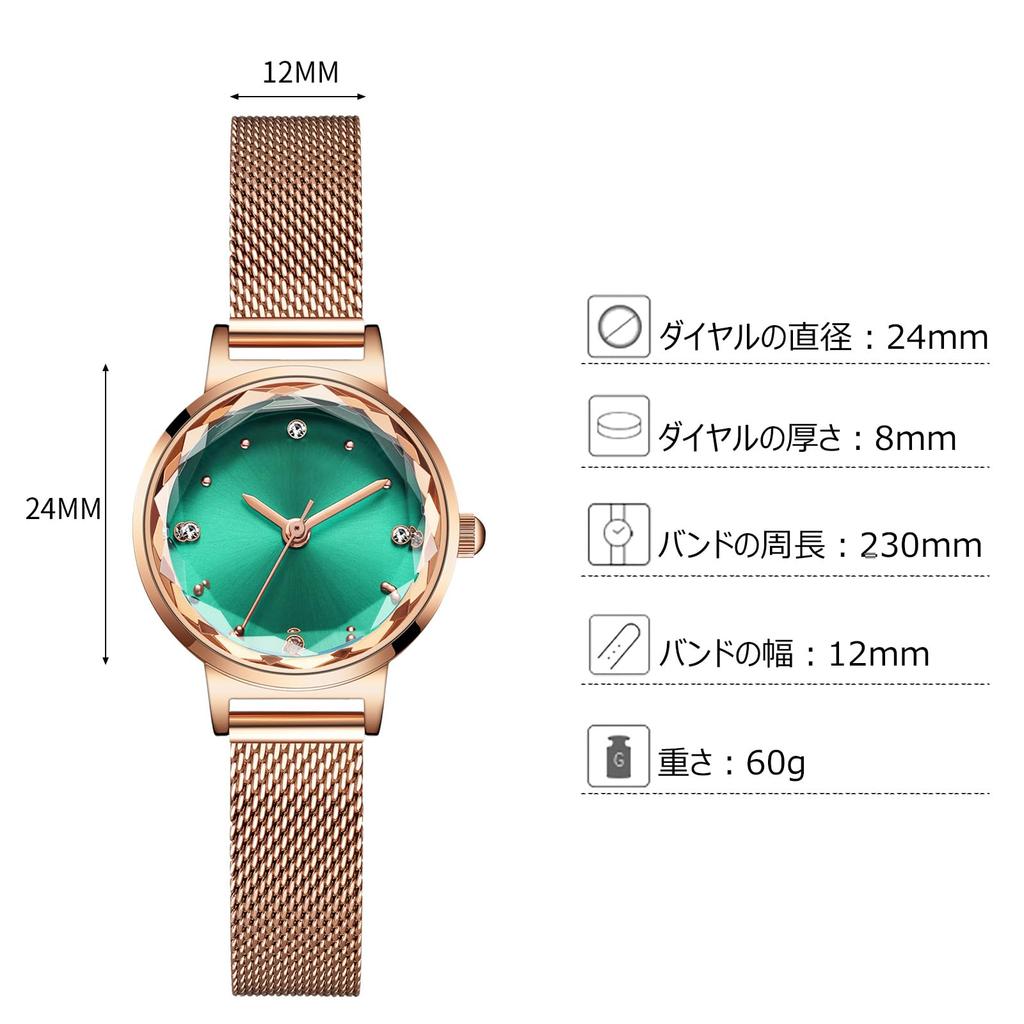 RORIOS Women's Watch Waterproof Fashionable Peacock Green Quartz Analog Steel Mesh Band Simple Casual Student Wrist Watch Green