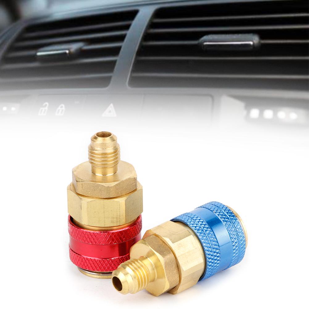 2pcs R134A High Low Pressure Straight Quick Coupler Connector Car AC Refrigerant Adapter