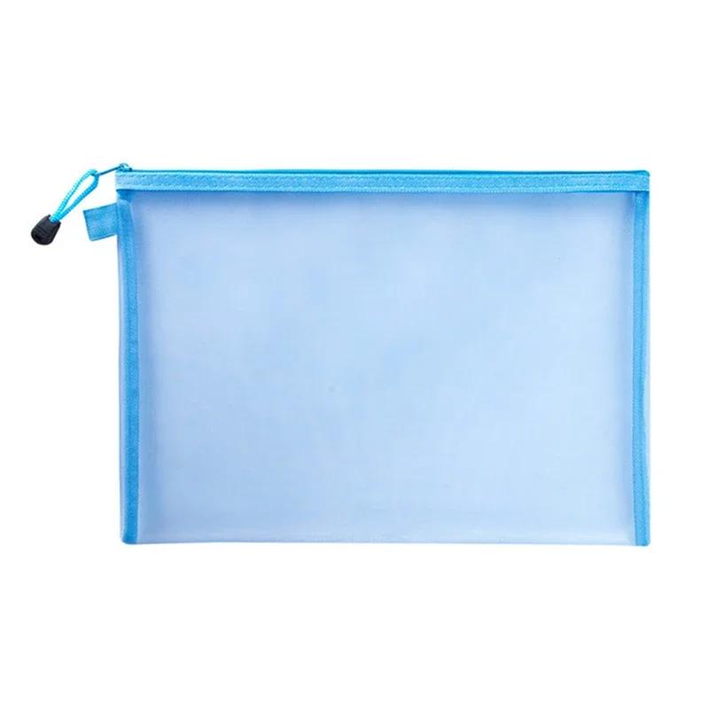 Transparent A4/A5/A6 Mesh Zipper Pouch Clear Document Bag Book File Folders Stationery Pencil Case Storage Bags Makeup Pouch