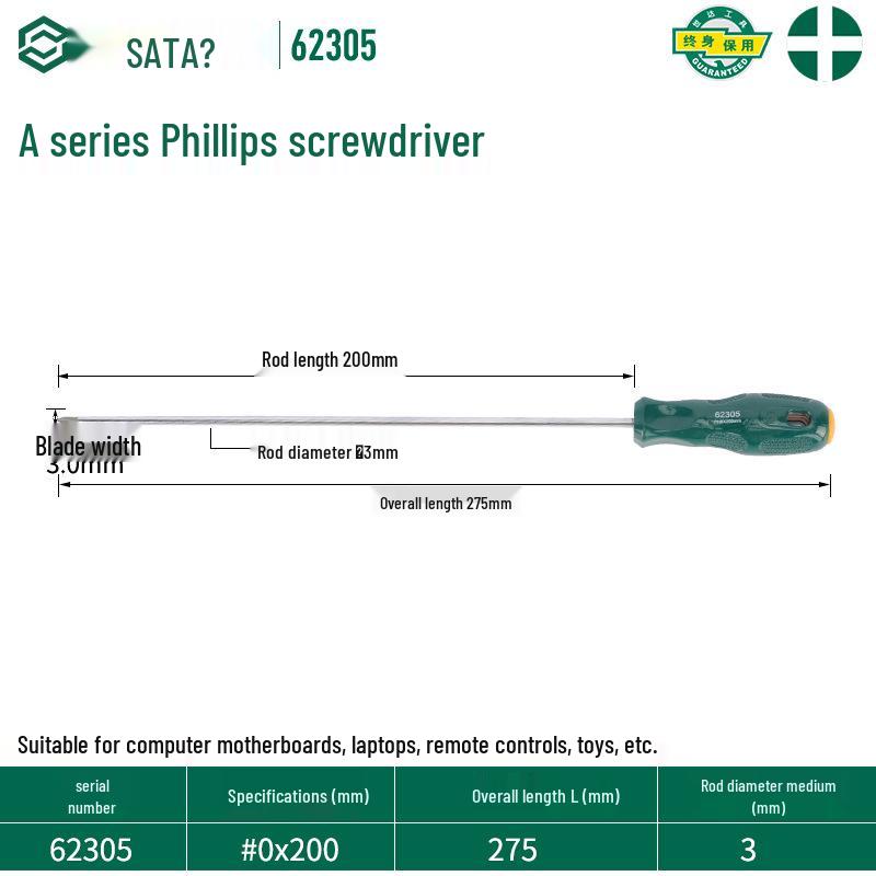 SATA 62303 Phillips Magnetic Screwdriver, 62304 Torx Screwdriver, A Series 62302