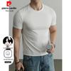 Men's Round Neck Linen Silk Blend Short Sleeve T-Shirt