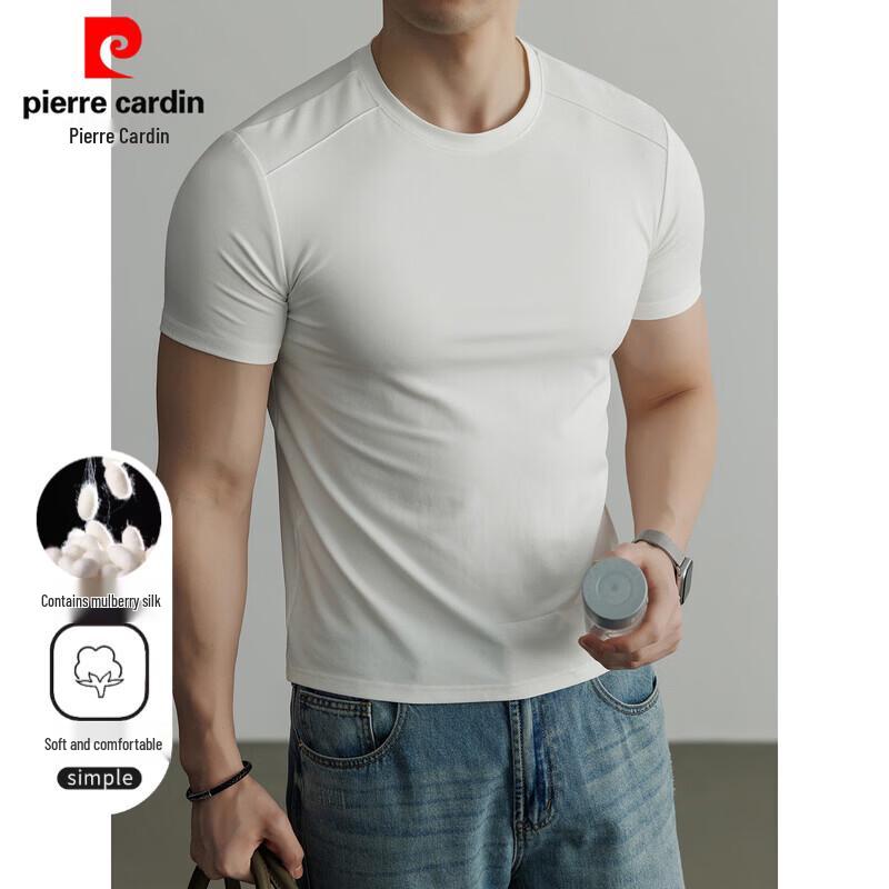 Pierre Cardin Men's Round Neck Linen Silk Blend Short Sleeve T-Shirt