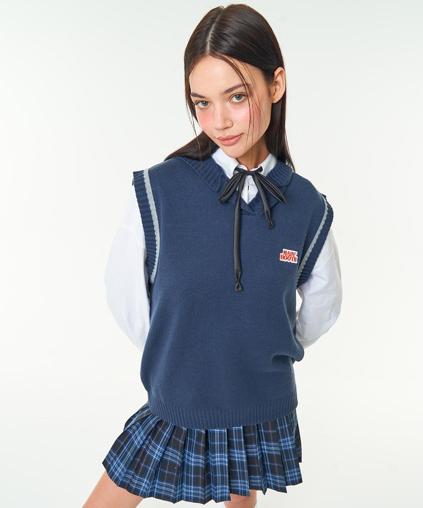 Mainbooth Original Logo Patch Knit Vest(Navy)