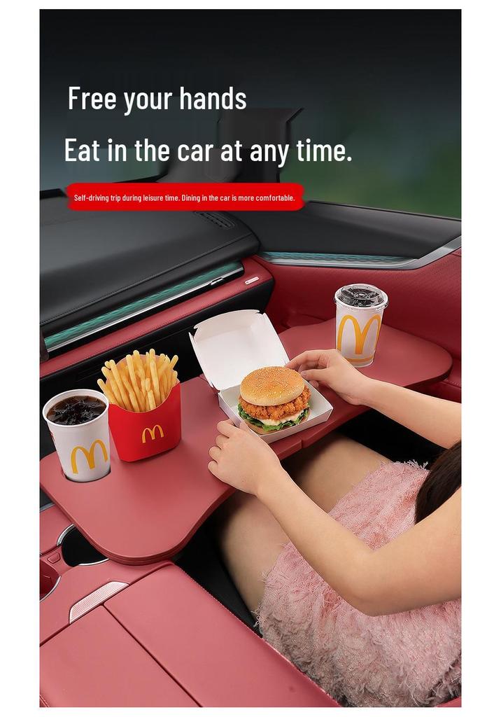 Multi-Functional Car Table: Folding Laptop Stand & In-Car Dining Desk with Cup Holder