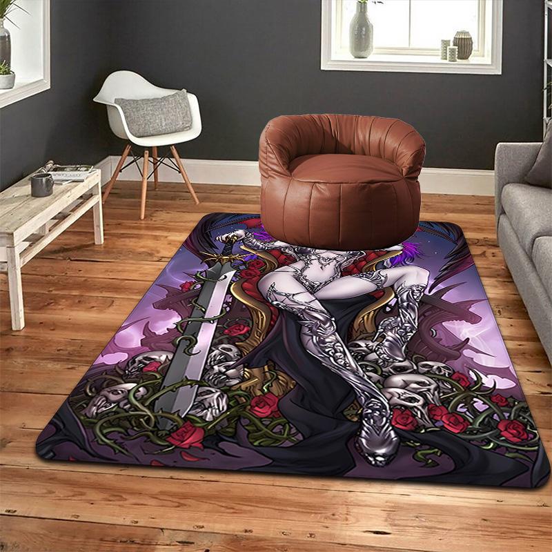 Gothic Skull & Bat Rug Floor Mat for Living Room or Bedroom Soft and Comfortable Carpet a Gift for Birthday and Holiday.SFF0917306