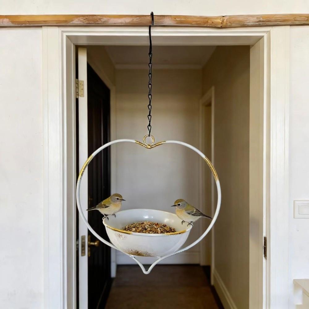Heart Shape Hanging Bird Feeder Handcrafted Hummingbird Feeder Outdoor Bird Bath  Garden Decoration