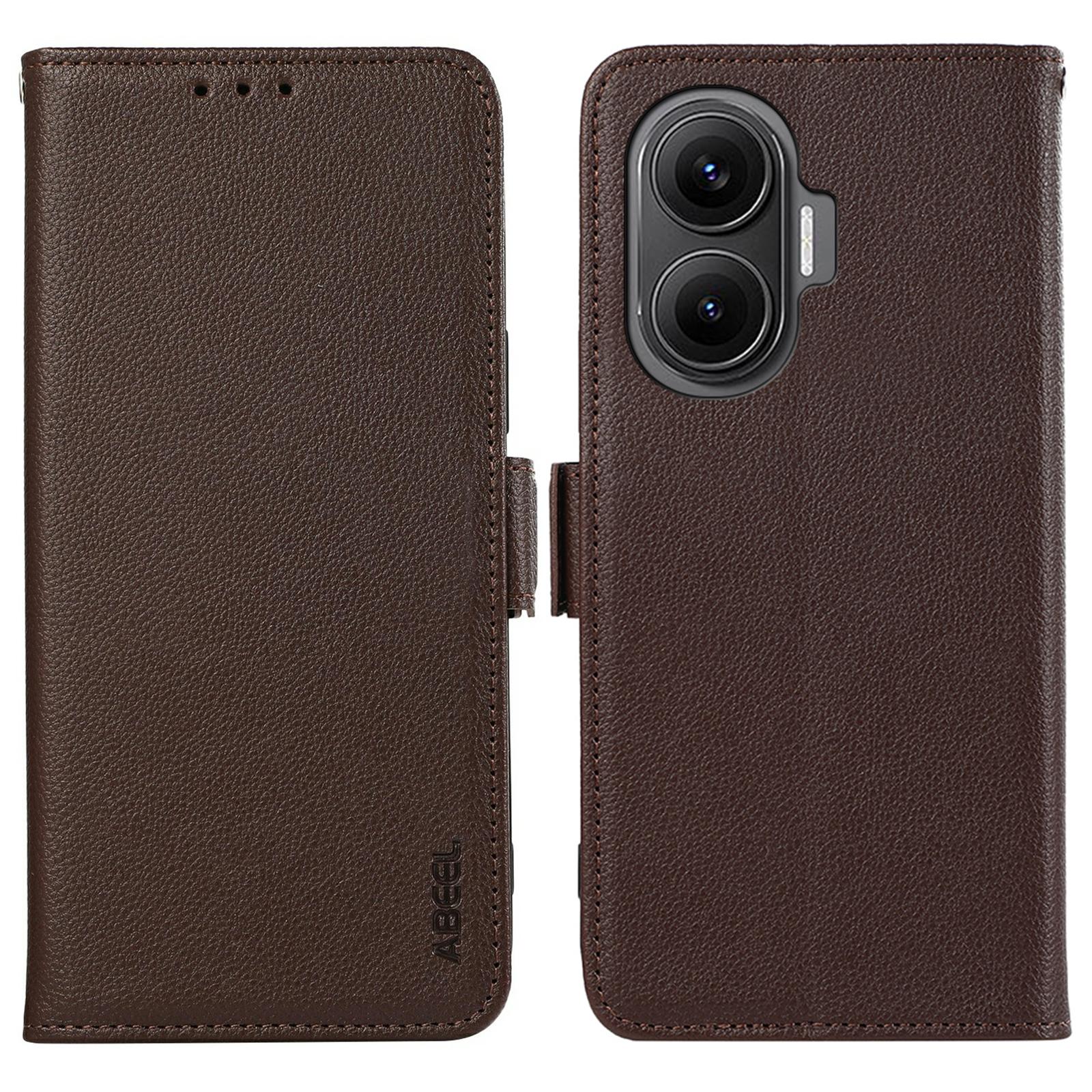 

ABEEL Для Xiaomi Redmi Turbo 4 Pro 5G/Poco F7 5G Чохол Шкіра з текстурою лічі Блокування RFID Чохол для телефону Brown