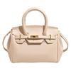 Solid Color Handheld Leather Bag With Lock Closure For Casual Outings