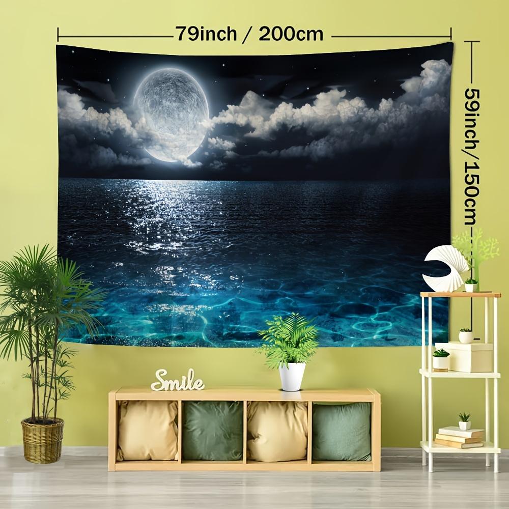 A beautiful lake and moon background tapestry made of polyester fiber suitable for living room bedroom and office.
