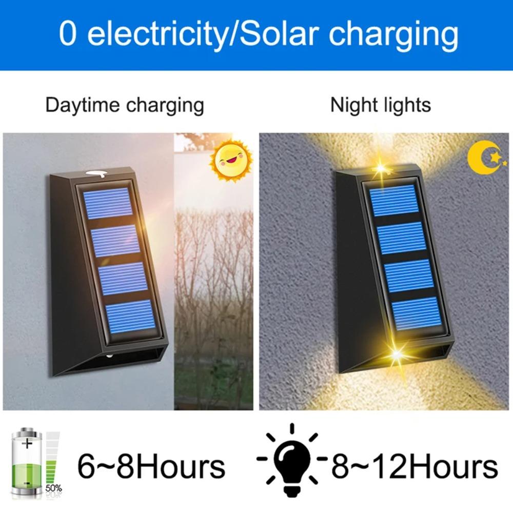 4Pcs Solar Wall Lights Outdoor Garden Decoration Home Lamp Double Color Waterproof Up Down Solar Light Up All Day for Fence Patio