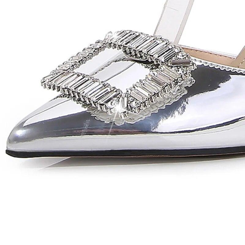 Femei 2024 Pantofi noi de nuntă Sexy Fashion Cataramă Metal Strass 12cm Toc WZ