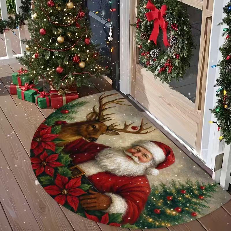Santa Claus Christmas Doormat - Non-slip, Water-Absorbent Entrance Mat for Home Décor