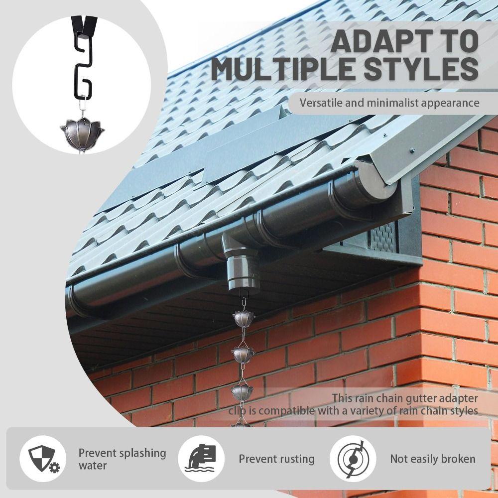 Iron Rain Chain Adapter Black Gutter Adapter V Shaped Hook  Exterior Installation