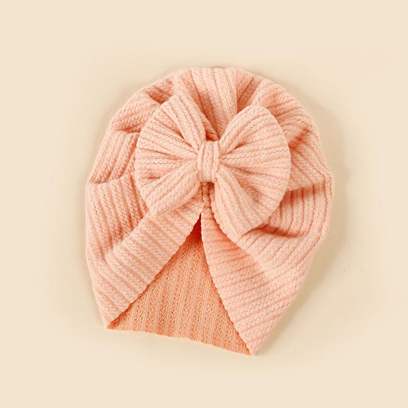 

Шапка для девочек и мальчиков, милая вязаная детская шапочка с бантом, тюрбан, мягкая шапочка для новорожденных, вязаные шапочки, повязки на голову, однотонные One size