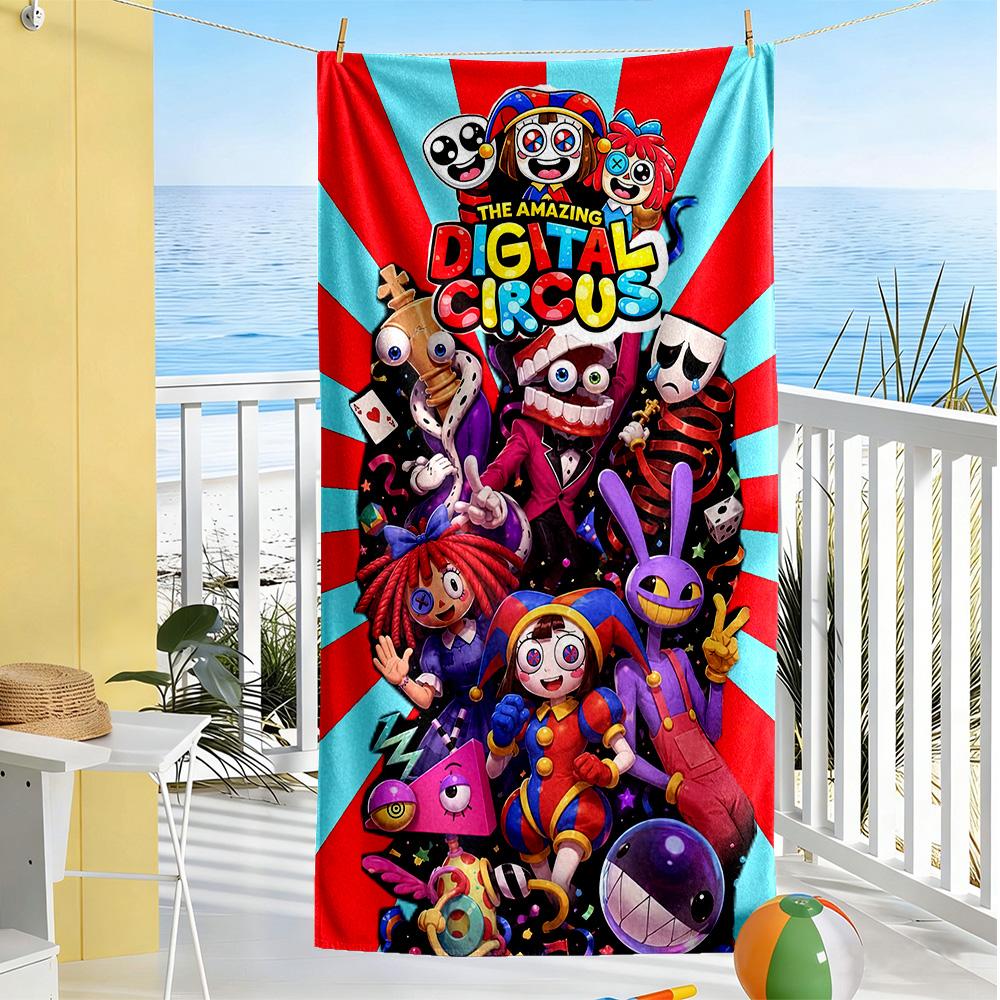 Digital Circus Beach Towel Super Soft Microfiber Quickdry Fabric Comfortable Lightweight