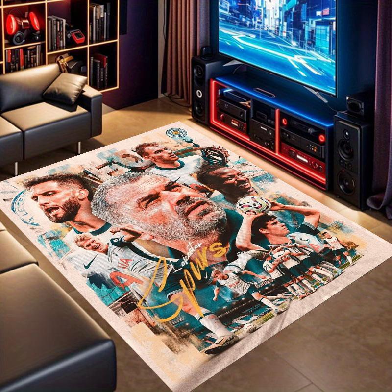 Spurs Football Team Retro Collage Print Area Rug Non‑Slip Rectangular Floor Mat Soccer Fan Gaming Room Home Decor