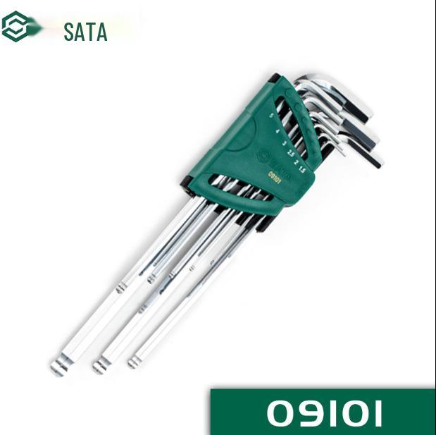 SATA 9-Piece Long Arm Hex Key Set Flat Head Long 09107