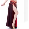 Belly Dance Skirt Double Slits Dance Training Dress Chiffon Long Skirt for Professional and Beginner