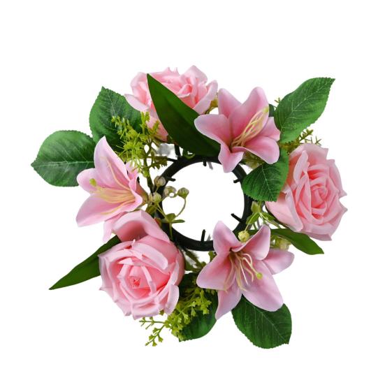 Искусственный цветочный венок для входной двери, реалистичный большой венок из роз и лилий с листьями для Весны, Дня Святого Валентина, Дня матери, Свадьбы, Декора дома M