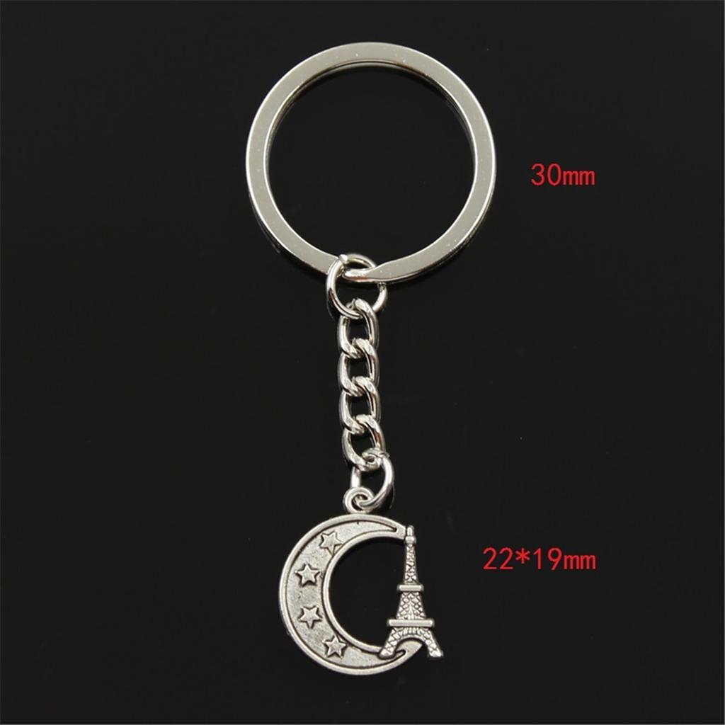 Fashion Keychain 22x19mm Eiffel Tower Paris Moon Pendants DIY Men Jewelry Car Key Chain Ring Holder Souvenir For Gift