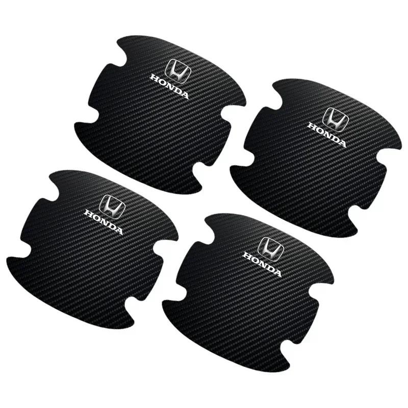 

2025 Hot 4PCS Carbon Fiber Car Door Handle Protection Sticker Emblem Accessories For Honda Mugen Accord Odyssey JAZZ CRV Fit Hrv чёрный