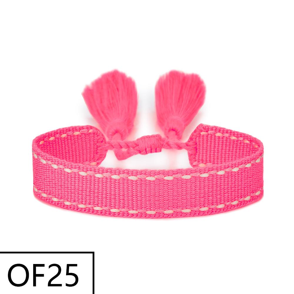 Embroiderable Polyester Cotton Letter Tassel Bracelet for Women – 1.5cm Woven Wristband