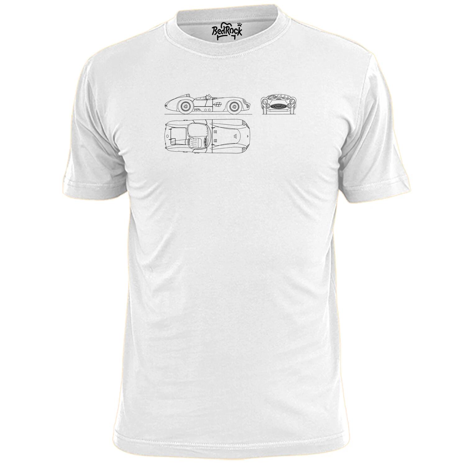 Mens Aston Martin DBR1 Vintage Car Blueprint T shirt Retro M