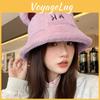 Bear Ok Ear Letter Embroidery Plush Fisherman Hat Bucket Cap Sun Protection