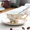 European-Style Gold Rim Bone China Tea Cup with Spoon – Elegant Ceramic Coffee Cup for Creative Afternoon Teas