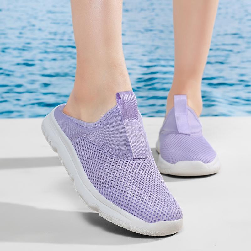 36-46 Unisex Slippers Men's Half Slippers Mesh Meter-breathable Men's Black Mueller Shoes