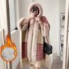 Faux Rabbit Fur Capes Coats Women Plaid Poncho Jackets Tassel Hooded Batwing Sleeves Open Stitch Loose Casual Autumn Winter