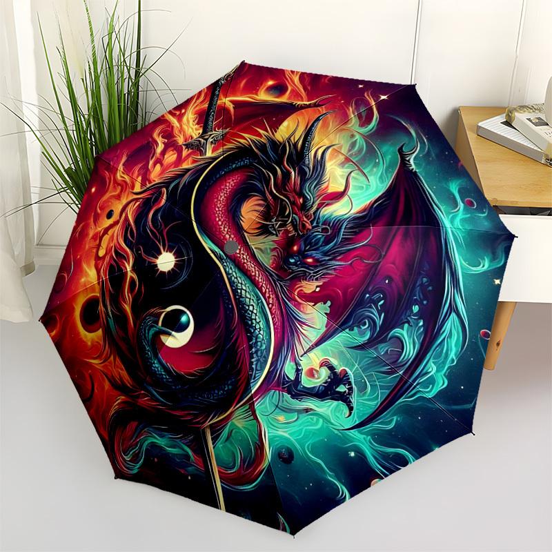 

1pc Dragon Yin Yang Symbol Automatic Folding Umbrella - Portable Collapsible Design, 8-Rib Iron Frame, Durable Fabric yy251125162