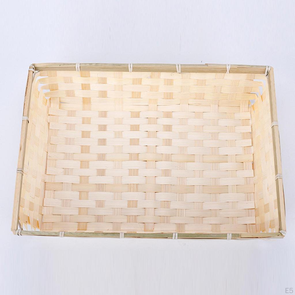 Woven Serving Tray Basket Fruit Vegetable Storage Food Snacks Container for Kitchen Counter