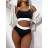 Patchwork Bikini Set Women Swimsuit High Waisted Female Two-Piece Swimwear Backless Bathing Summer Fashion Beachwear