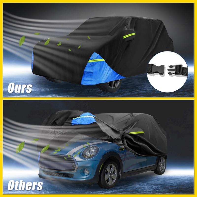 Motoforti Waterproof Car Cover Car Outdoor Full Car Cover for Mini Cooper 4DR 2014-2024 210DBlack Blue with Door Zipper