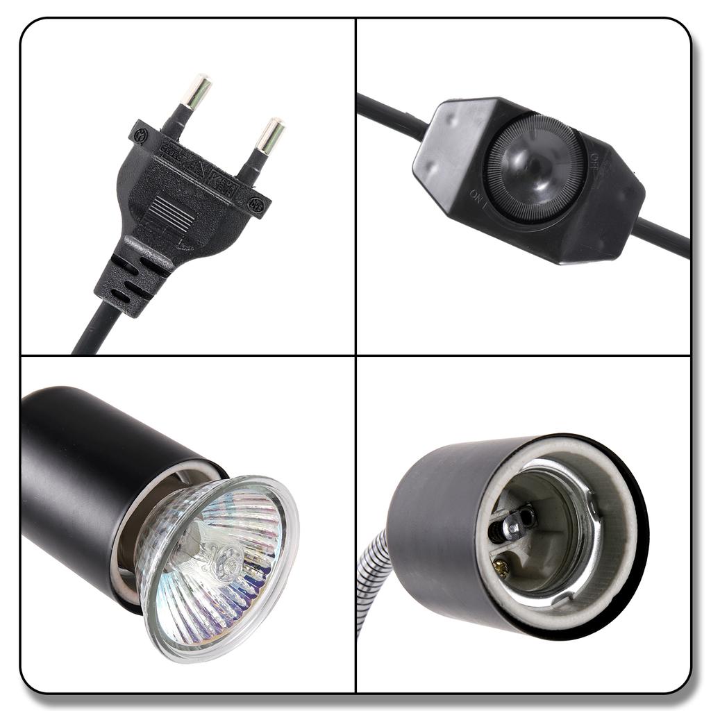 E27 360° Revolving Light Stand EU Lamp Holder Adjustable Brightness LED UVA Heat Lamp Clip For Reptile Pet Turtle Back Light