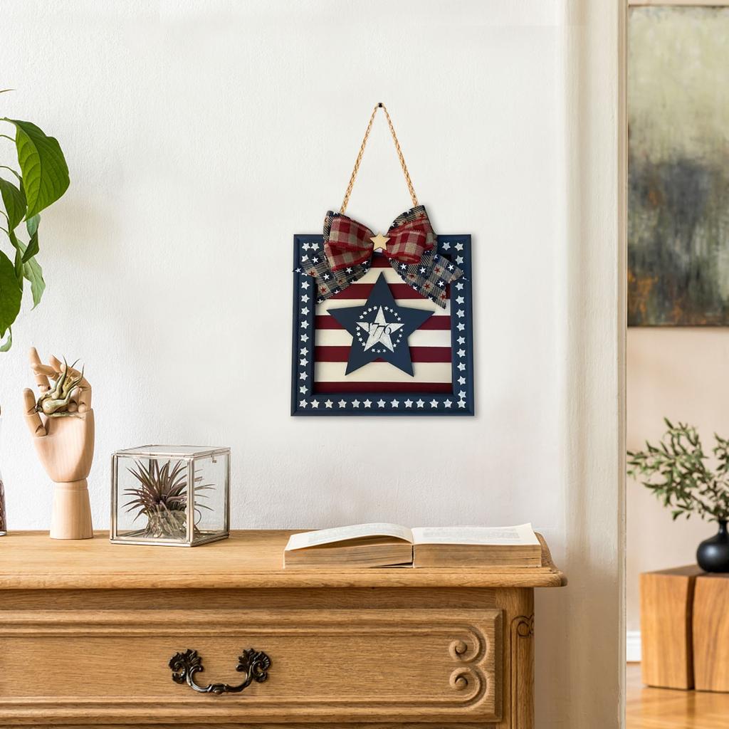 Unabhängigkeitstag Türschild Anhänger, Heim Holzhandwerk, Türschild Dekoration, Kranz