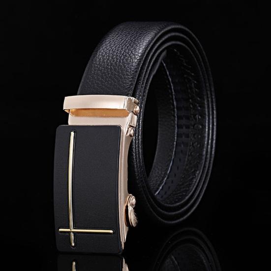 Men Autumatic Belt Business Formal Belt Smooth Faux Leather Alloy Buckle Anti-break Great Durability Anti-slip Men Meeting Commute Suit Pants Belt