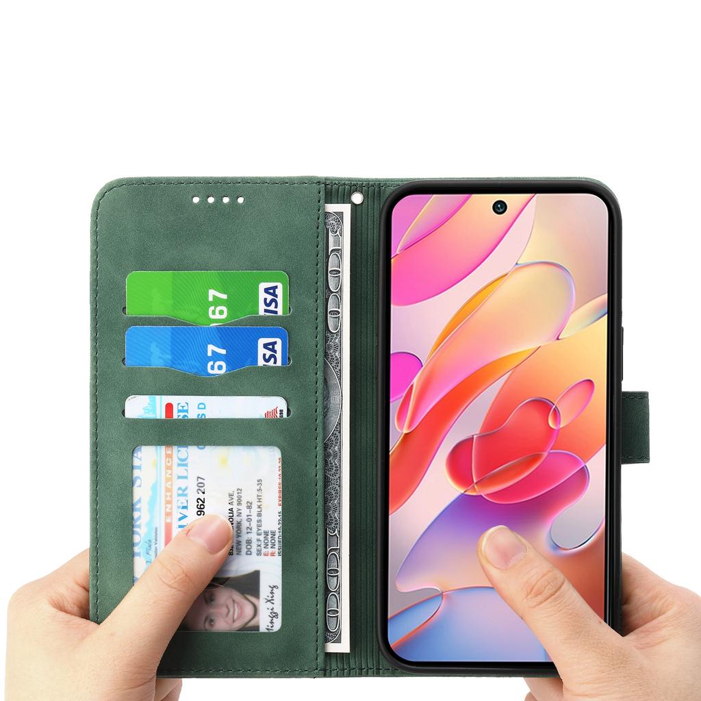 DIERFENG DF-03 For Xiaomi Redmi Note 14 4G (163.25x76.55x8.16mm) Leather Case Lines Imprint Wallet Phone Cover